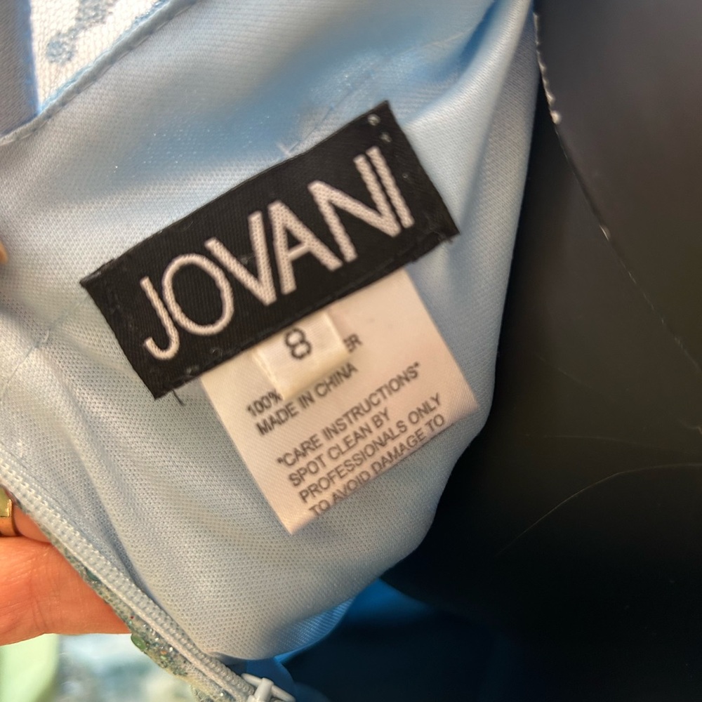 Jovani 06369 light blue size 8 off shoulder corset dress - Picture 5 of 6